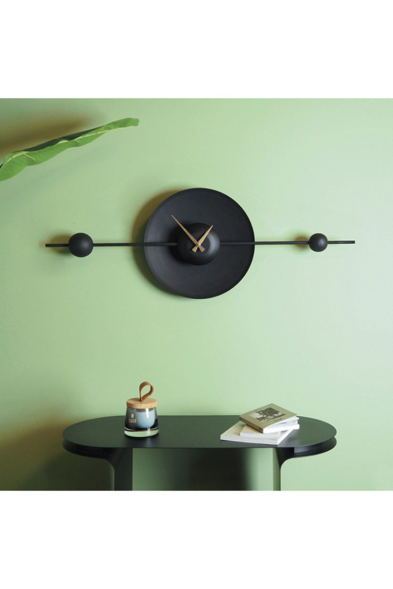 Horloge murale décorative en métal - Noir