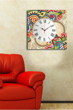 Horloge murale décorative en toile - Multicolore