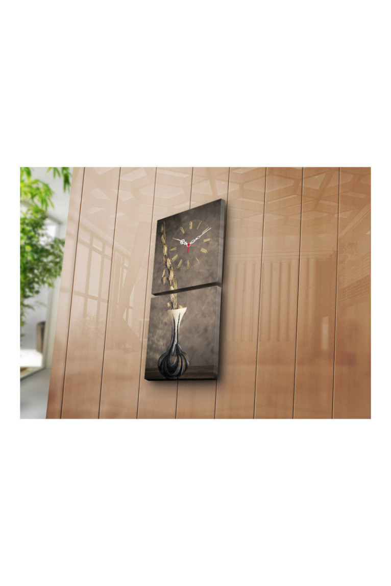 Horloge murale décorative en toile (2 pièces) - Multicolore