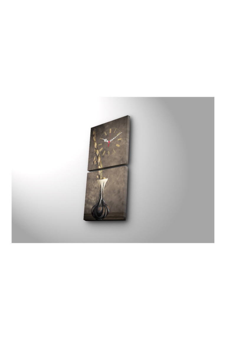 Horloge murale décorative en toile (2 pièces) - Multicolore