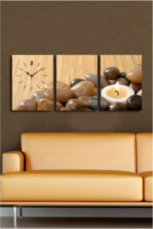 Horloge murale décorative en toile (3 pièces) - Multicolore