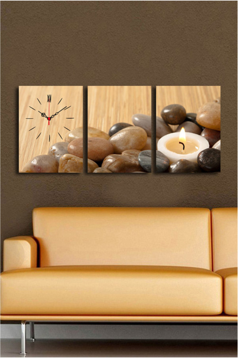 Horloge murale décorative en toile (3 pièces) - Multicolore