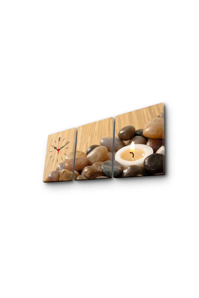 Horloge murale décorative en toile (3 pièces) - Multicolore
