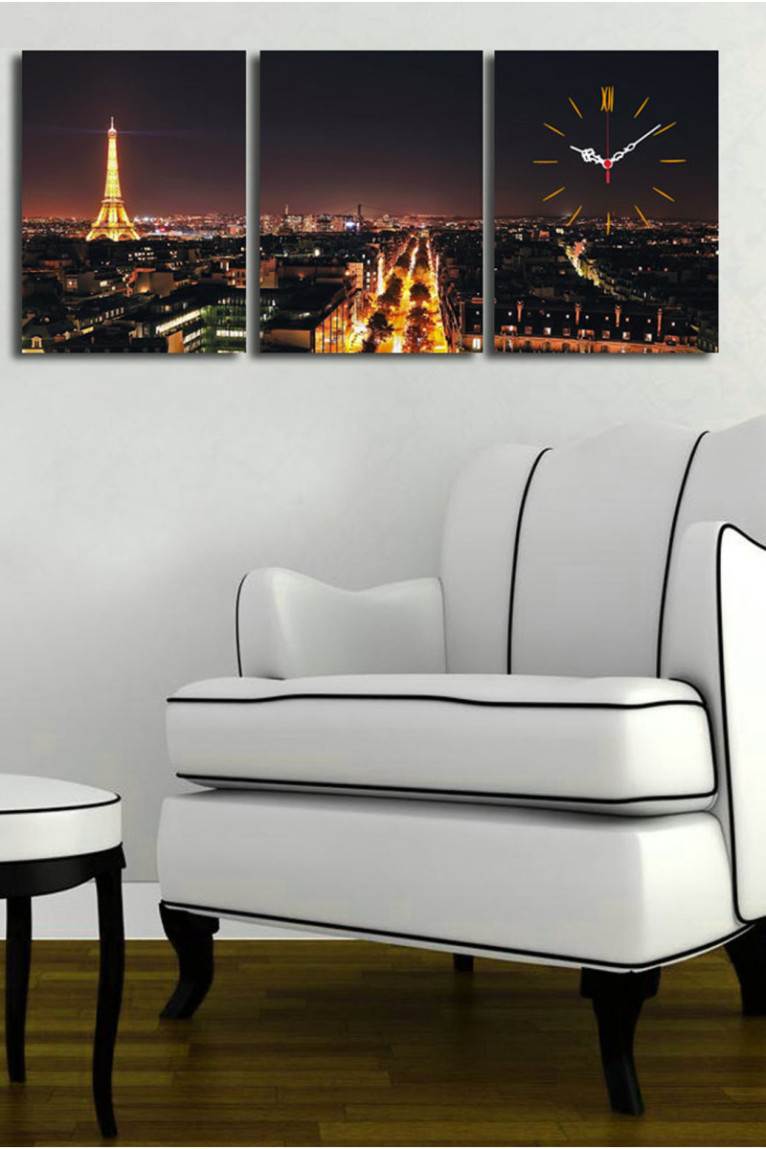 Horloge murale décorative en toile (3 pièces) - Multicolore