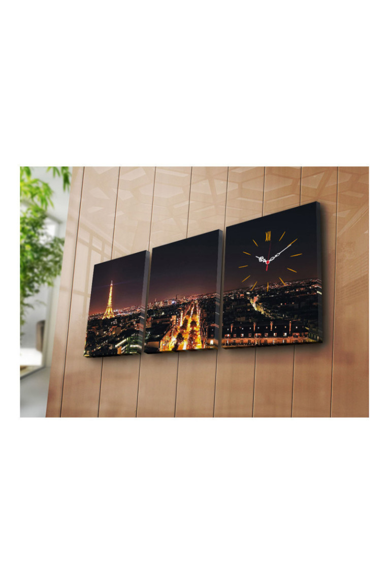 Horloge murale décorative en toile (3 pièces) - Multicolore