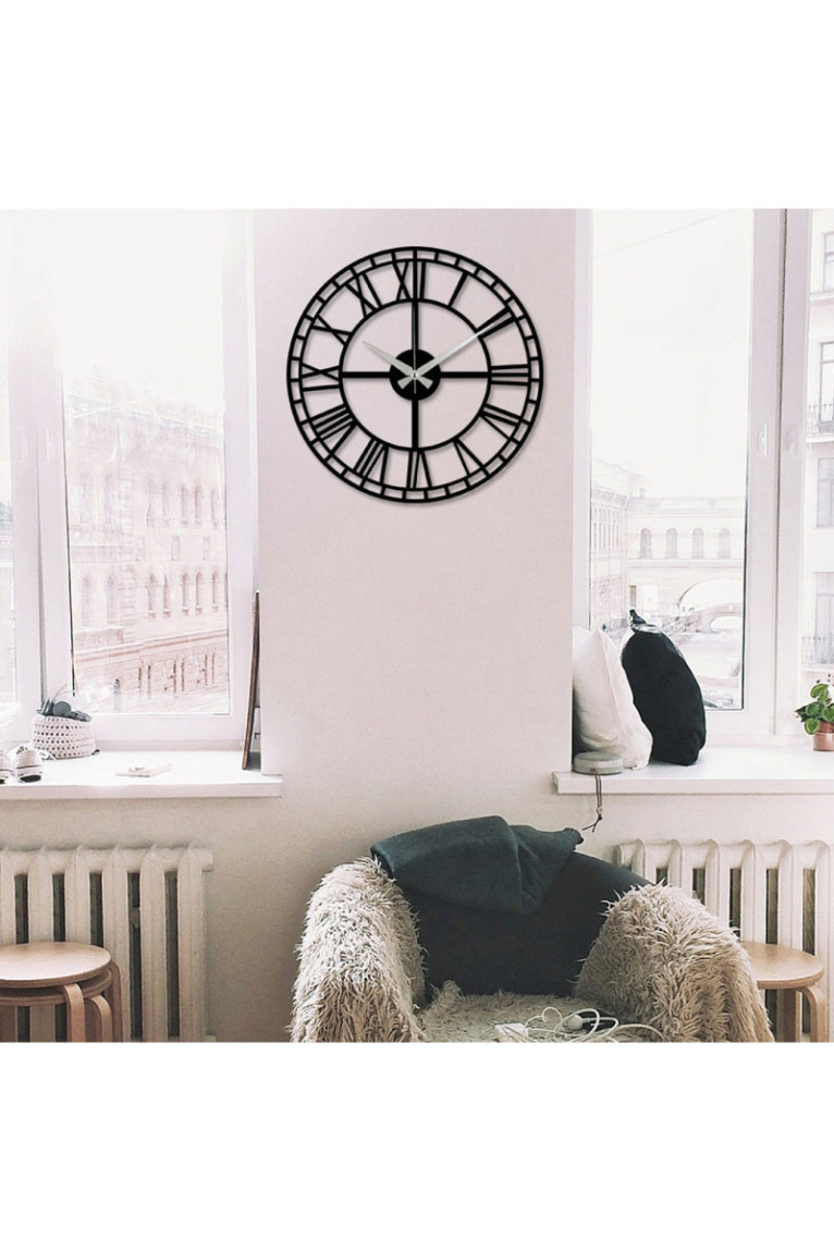 Horloge murale décorative en métal - Noir