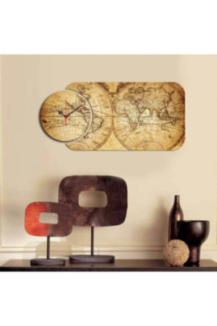 Horloge décorative en MDF (2 pièces) - Multicolore