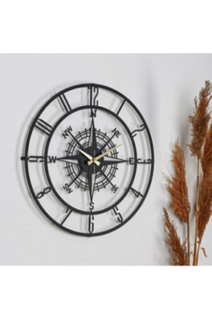 Horloge murale décorative en métal - Noir