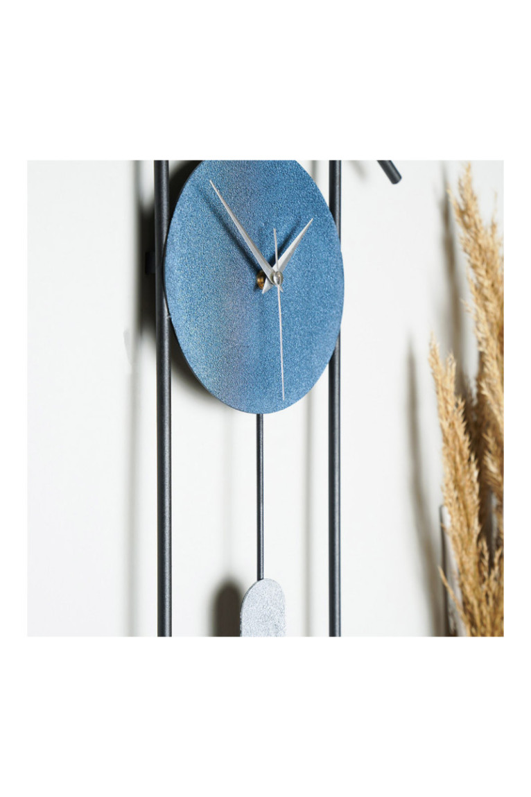 Horloge murale décorative en métal - Bleu Gris