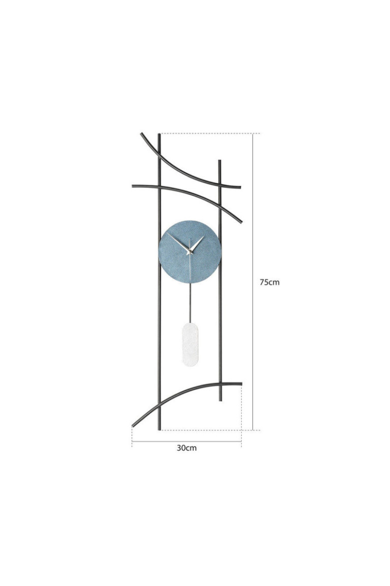 Horloge murale décorative en métal - Bleu Gris