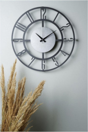 Horloge murale décorative en métal - Noir Argent