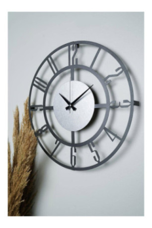 Horloge murale décorative en métal - Noir Argent