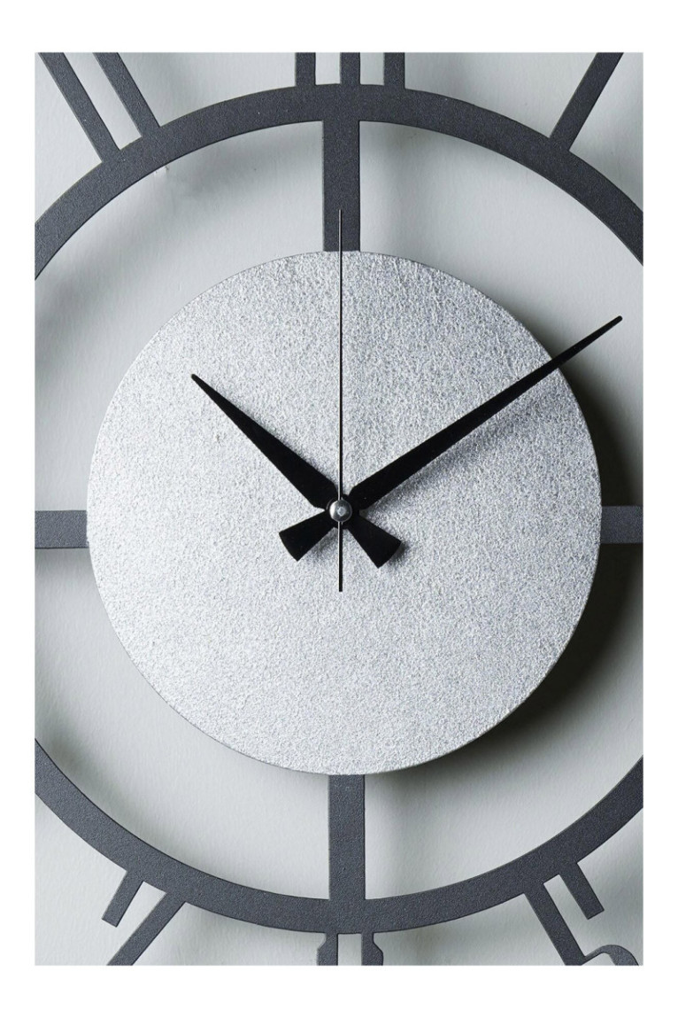 Horloge murale décorative en métal - Noir Argent
