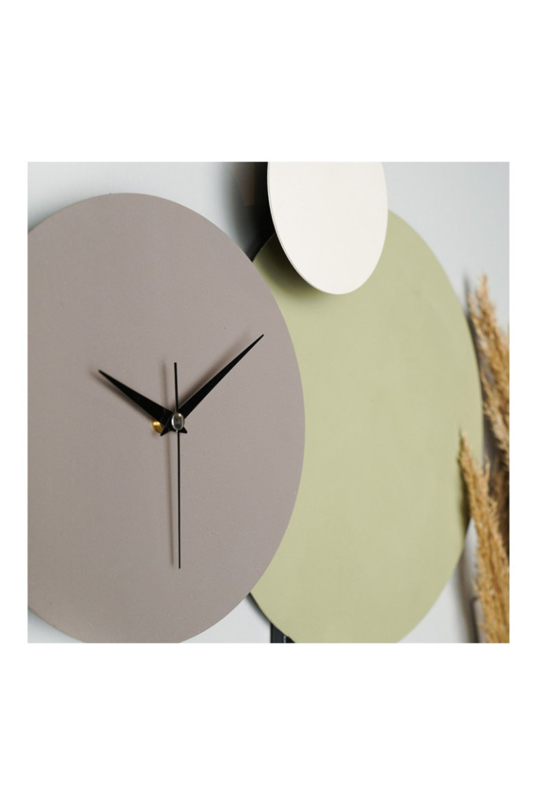 Horloge murale décorative en métal - Crème gris vert