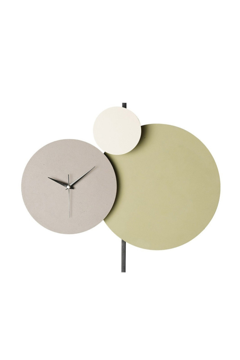 Horloge murale décorative en métal - Crème gris vert