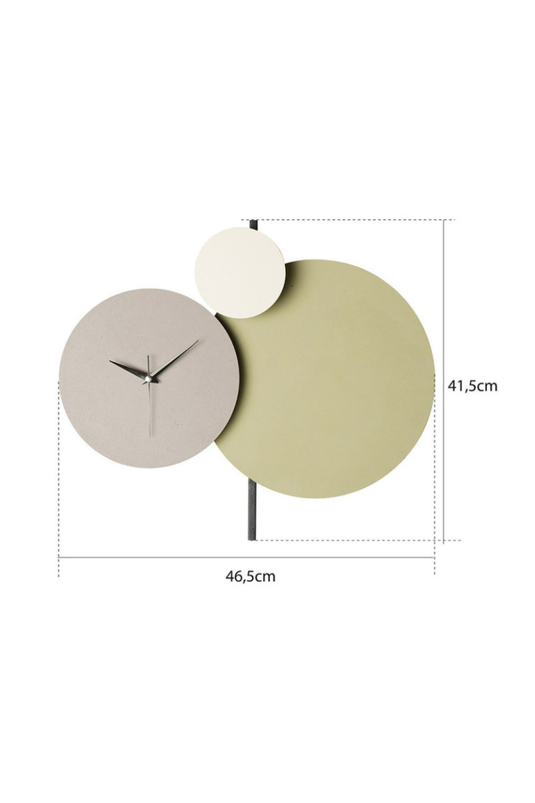 Horloge murale décorative en métal - Crème gris vert