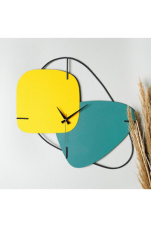 Horloge murale décorative en métal - Vert Jaune