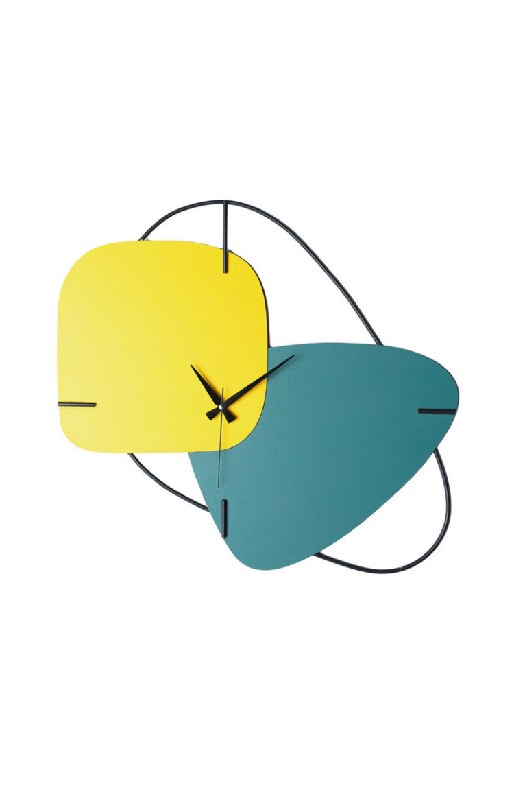 Horloge murale décorative en métal - Vert Jaune