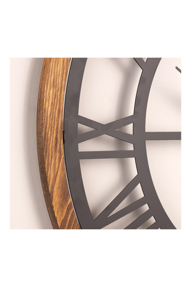 Horloge murale décorative en métal - Chêne noir