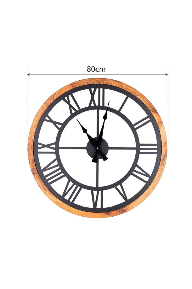 Horloge murale décorative en métal - Chêne noir