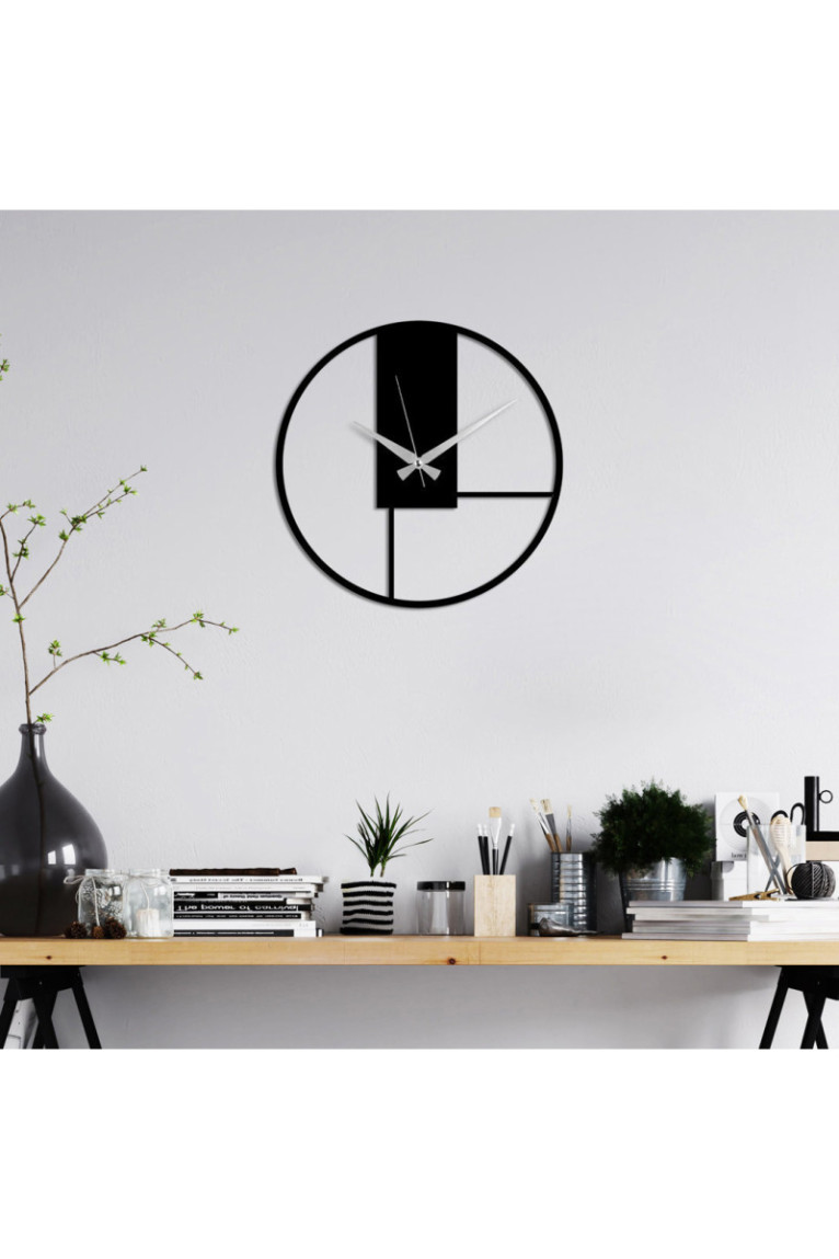 Horloge murale décorative en métal - Noir
