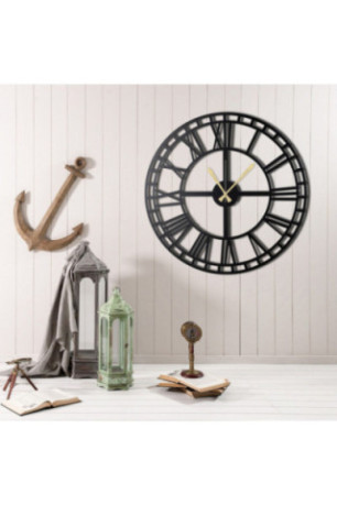 Horloge murale décorative en métal - Noir