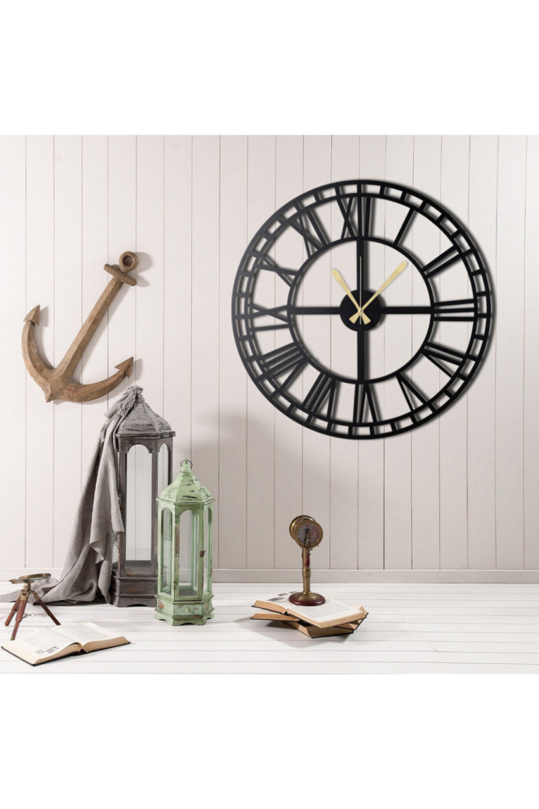 Horloge murale décorative en métal - Noir