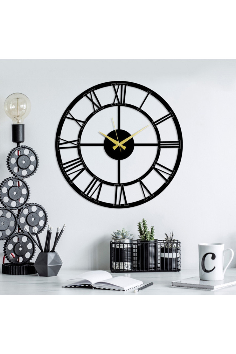 Horloge murale décorative en métal - Noir