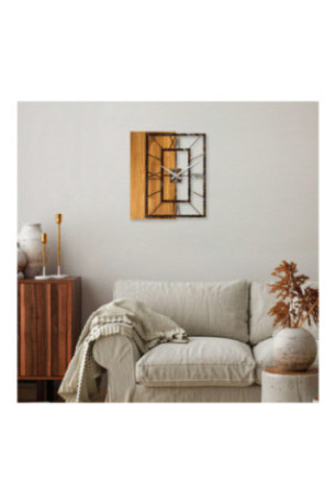 Horloge murale décorative en bois - Brun noyer