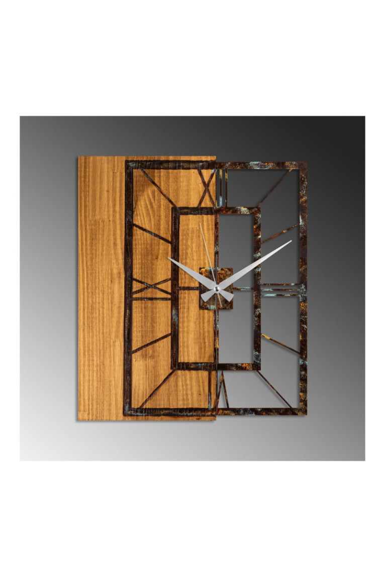 Horloge murale décorative en bois - Brun noyer