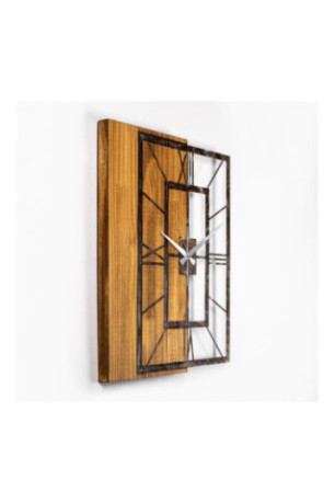Horloge murale décorative en bois - Brun noyer
