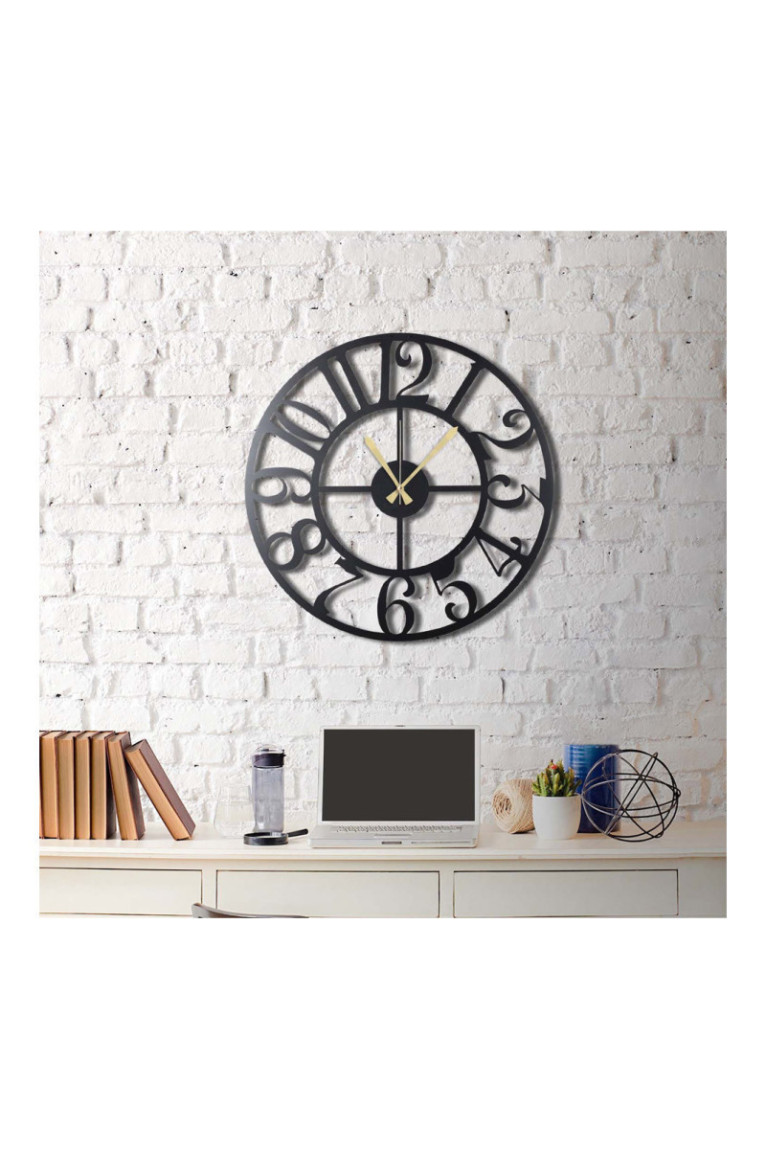 Horloge murale décorative en métal - Noir