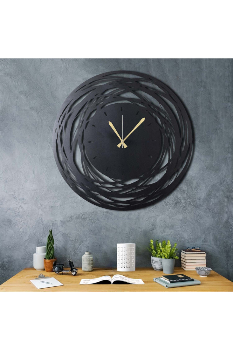 Horloge murale décorative en métal - Noir
