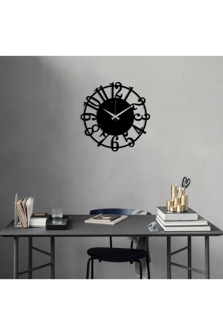 Horloge murale décorative en métal - Noir