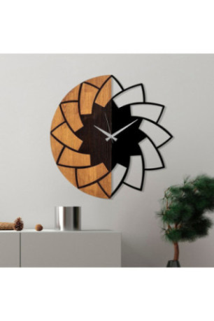 Horloge murale décorative en bois - Noyer Noir