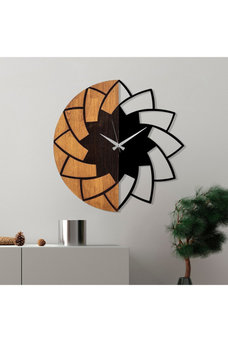 Horloge murale décorative en bois - Noyer Noir