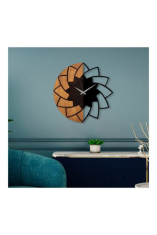 Horloge murale décorative en bois - Noyer Noir