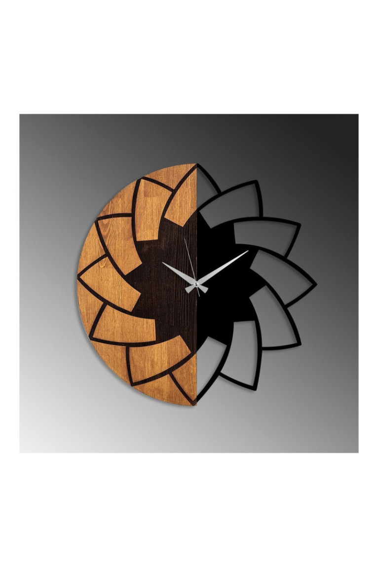 Horloge murale décorative en bois - Noyer Noir