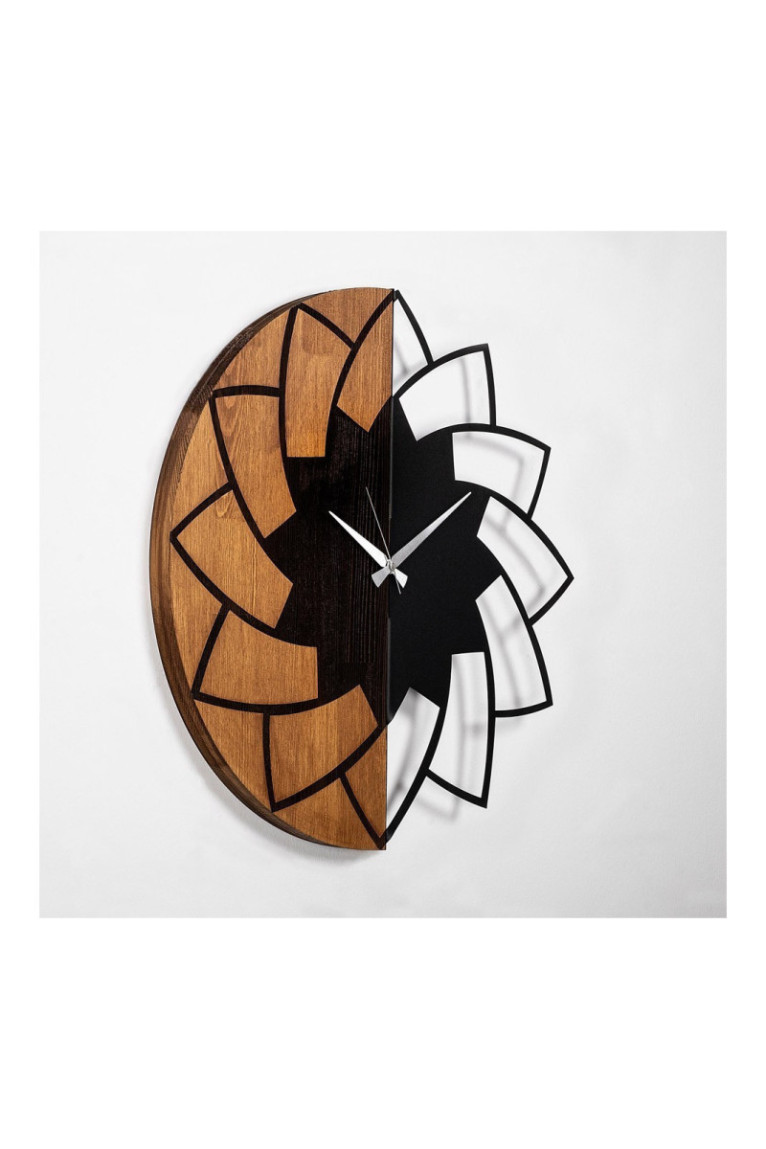 Horloge murale décorative en bois - Noyer Noir