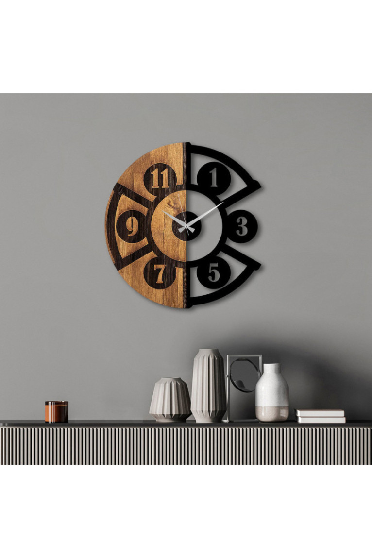 Horloge murale décorative en bois - Noyer Noir