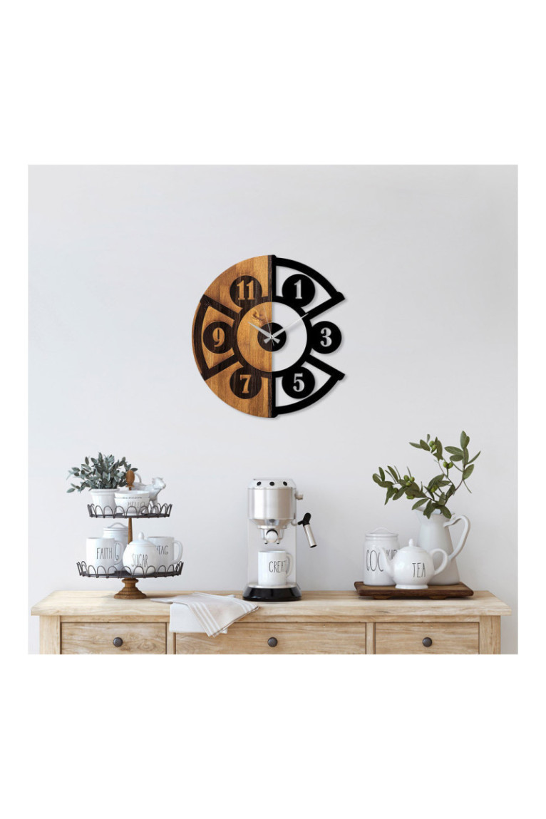 Horloge murale décorative en bois - Noyer Noir