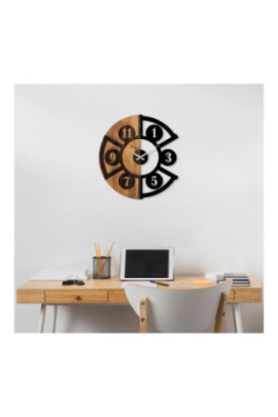 Horloge murale décorative en bois - Noyer Noir