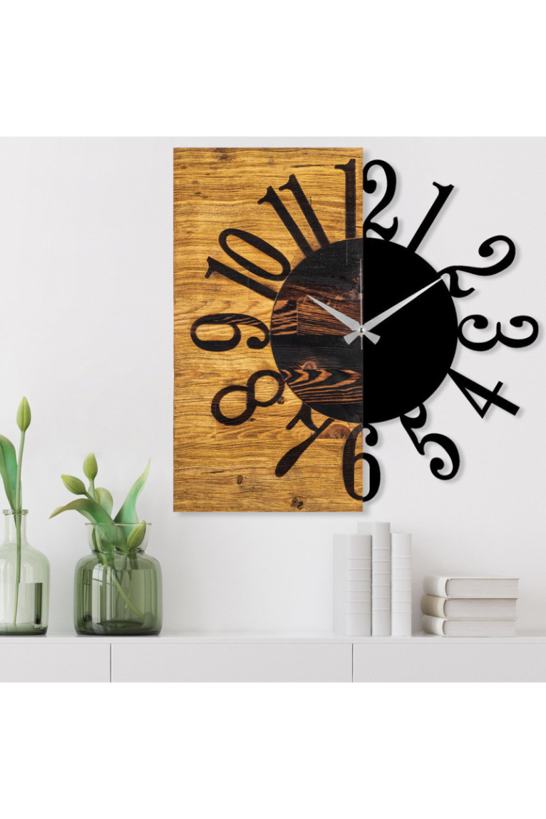 Horloge murale décorative en bois - Noyer Noir