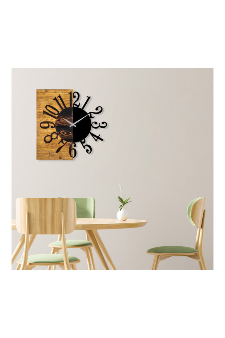 Horloge murale décorative en bois - Noyer Noir