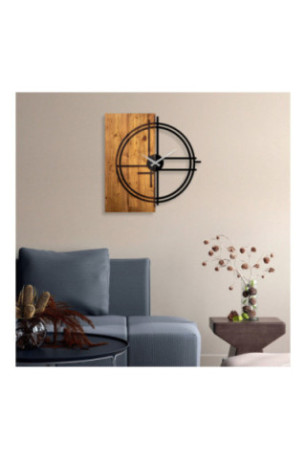 Horloge murale décorative en bois - Noyer clair noir