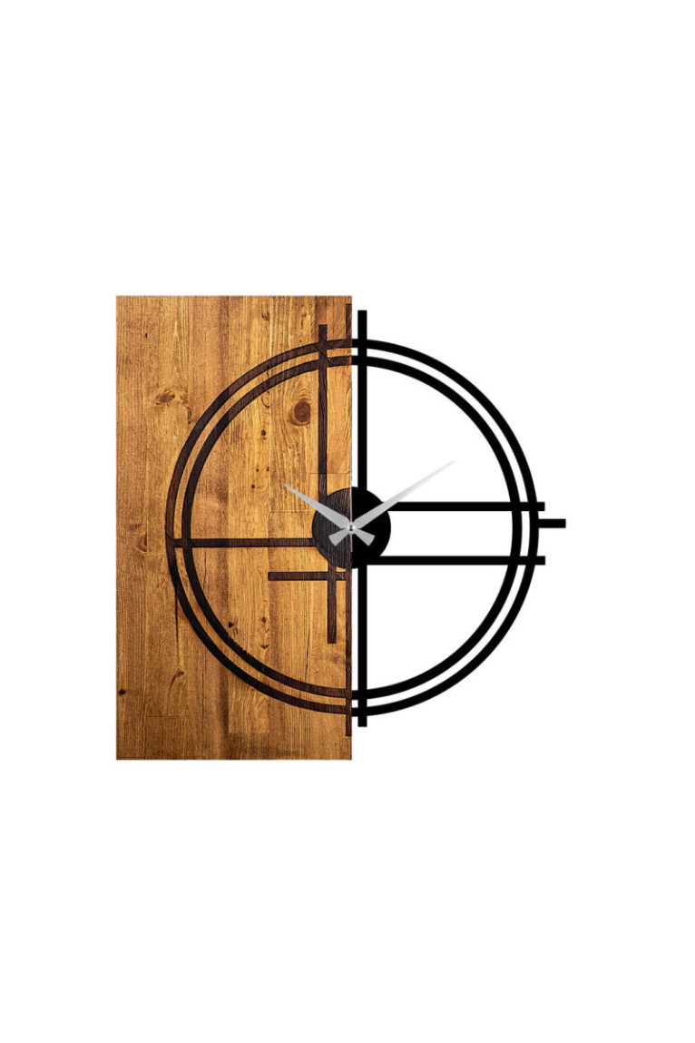 Horloge murale décorative en bois - Noyer clair noir