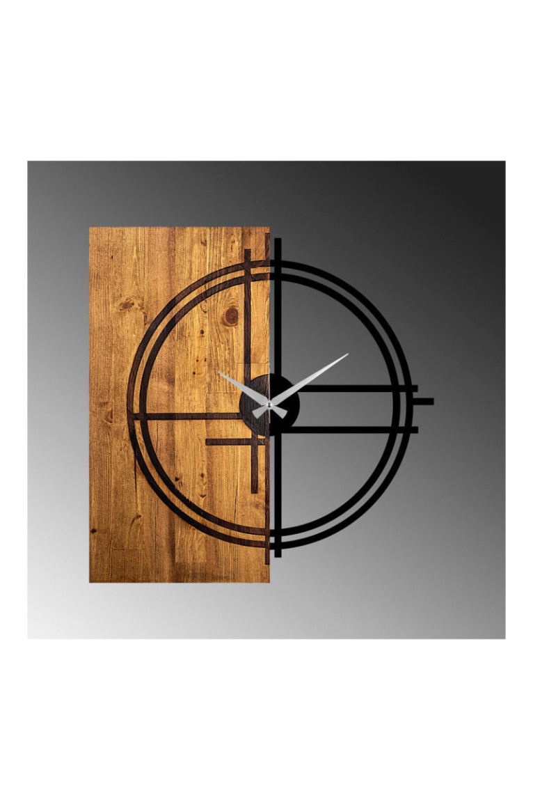 Horloge murale décorative en bois - Noyer clair noir
