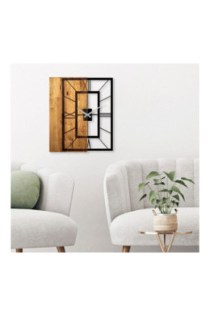 Horloge murale décorative en bois - Noyer clair noir