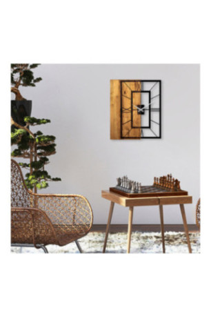 Horloge murale décorative en bois - Noyer clair noir
