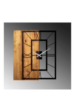 Horloge murale décorative en bois - Noyer clair noir